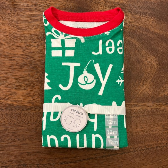 Carter’s NWT Christmas Green Family PJ’s Pajamas Boy Girl 12 months - Picture 4 of 4